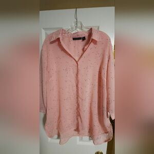 Attention Pink Floral Button-Up Blouse Womens XL
